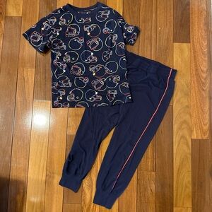 GAP Kids Navy Pajama Set with Football Print